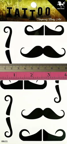 Miniatura 2 de Bigote negro tatuajes temporales 3D para hombres mujeres artes bigote dibujos animados etiqueta pintura cuerpo sexy fiesta suministros diseño
