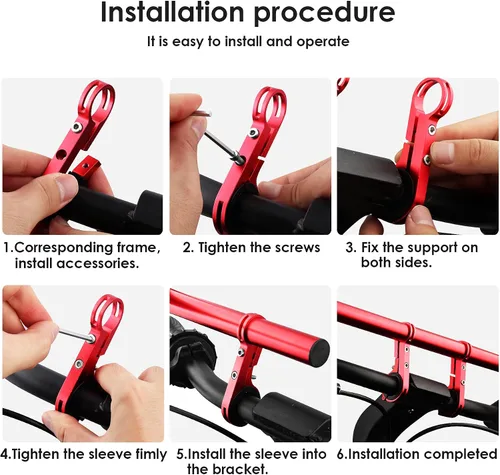 Miniatura 6 de Manillar de bicicleta, extensor de manillar de bicicleta de 11.8 pulgadas, soporte multifuncional de aleación de aluminio, extensión de soporte