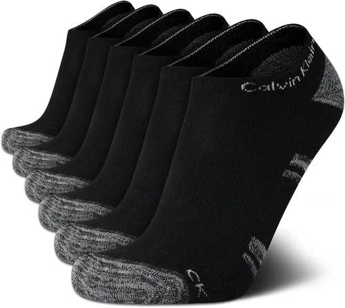 Calvin Klein Calcetines para hombre, mezcla de algodón, acolchados, sin talla, forro de calcetines atléticos (6 unidades)