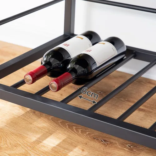 Miniatura 6 de HOOBRO Isla de cocina con estante para vino, contador industrial de isla con ganchos y rieles protectores, estante de cocina de 3 niveles