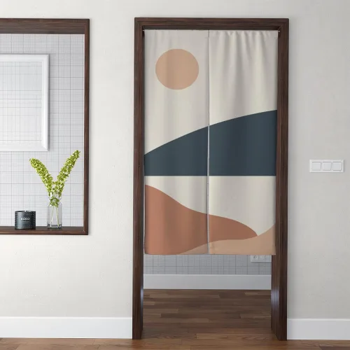 Sun Mountain - Cortina japonesa para puerta, tapiz Noren de arte moderno para colgar en la pared, decoración del hogar, cortinas de tamaños