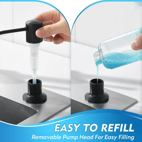 Miniatura 3 de CREA Dispensador de jabón para platos para fregadero de cocina, juego de dispensador de jabón de cocina integrado con tubo de 39 pulgadas, botella