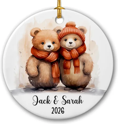 Miniatura 17 de Adorno de cerámica personalizado para pareja de leones 2026, regalos para parejas recién nacidas, novio, novia, adorno para parejas de leones, árbol