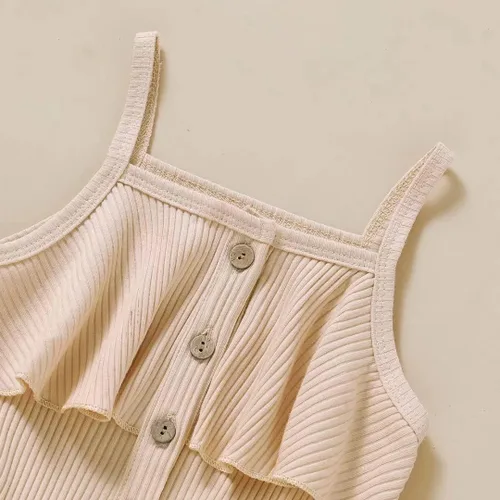 Miniatura 4 de Tepuce Ropa para niña pequeña, con correa de bebé, sin mangas, de una pieza, overol casual de verano