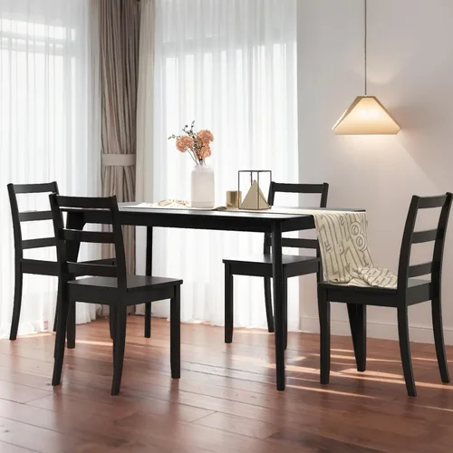 Miniatura 8 de ERGOMASTER Juego de 4 sillas de comedor de madera, sillas de cocina de madera sin brazos con respaldo, sillas laterales de restaurante para estudio