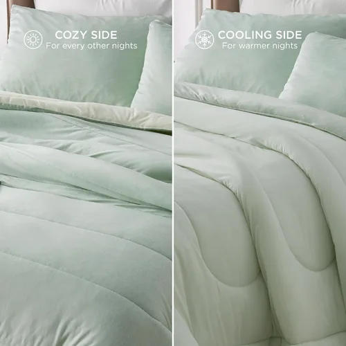 Miniatura 294 de Bedsure Juego de edredón Twin/Twin XL, ropa de cama suave beige para todas las estaciones, juego de cama teñido catiónico, 2 piezas, 1 edredón