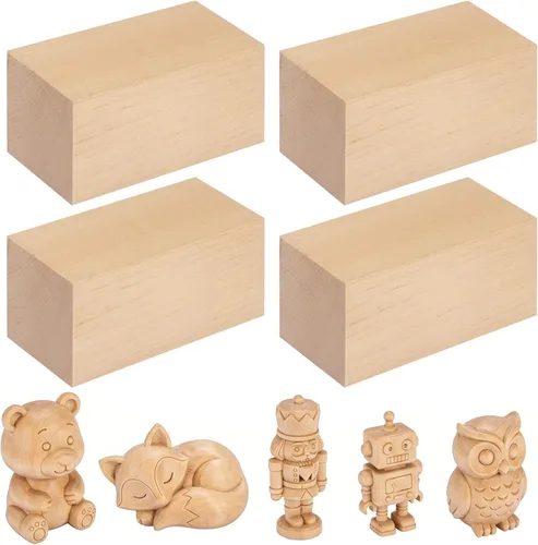 Miniatura 8 de Bloques de tallado de tilo – Paquete de 2 bloques de madera de bajo de 6 x 3 x 3 pulgadas, kit de tallado de madera para principiantes, espacios
