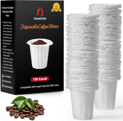Miniatura 8 de Fanativita Filtros de café desechables (2.1 pulgadas de alto) para My K-Cup, K-Carafe, Cuisinart SS-RFC y otras tazas de filtro reutilizables