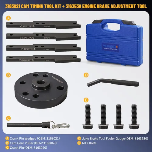 Miniatura 2 de 3163021 Kit de herramientas de sincronización de leva, herramienta de ajuste de freno de motor, 0.276 in para todos los motores Cummins ISX QSX