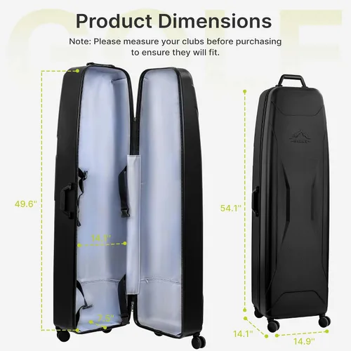 Miniatura 5 de UNIHIMAL Funda rígida de viaje de golf con ruedas, diseño de carcasa rígida de PC, impermeable, duradera y de gran capacidad, funda de viaje de golf