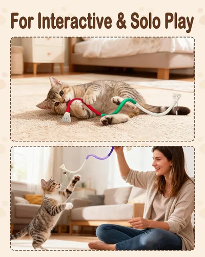 Miniatura 5 de Juguetes de cuerda masticable para gatos, 6 piezas con hierba gatera, juguetes de dentición para gatos de interior para gatitos, juguetes