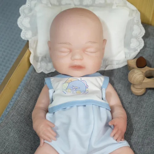 AISITE Muñeca bebé niña de silicona completa de 16 pulgadas – Muñecas realistas Reborn de silicona de cuerpo completo durmiendo niña (ojos cerrados)