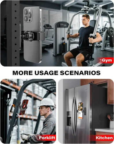 Miniatura 8 de APPS2Car [Paquete de 2] Soporte magnético para teléfono de gimnasio, ajustable en 360°, compatible con teléfonos inteligentes de 4.7 a 6.5 pulgadas