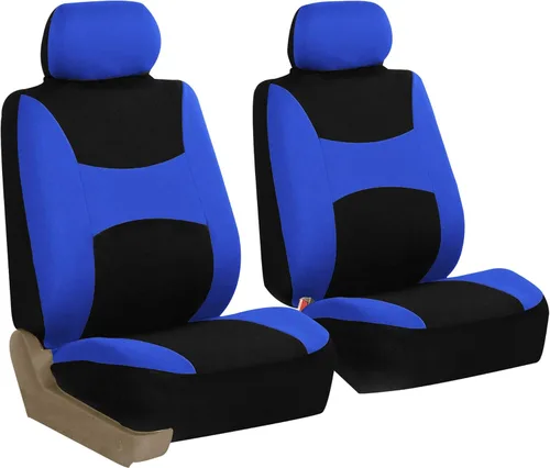 Miniatura 12 de TLH - Juego de fundas de asiento de tela plana ligera y fresca para automóvil, solo para el conjunto delantero, compatible con bolsa de aire