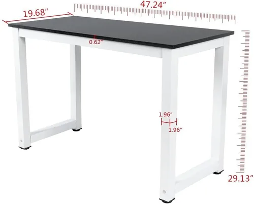 Miniatura 3 de G-PLUS Escritorio para computadora, mesa de trabajo resistente para oficina en casa, mesa de estudio de juegos simple de estilo moderno en blanco