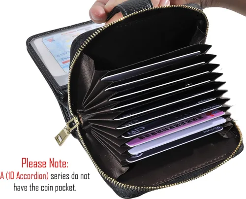 Miniatura 5 de Beurlike billetera de cuero, con tarjetero con bloqueo RFID, organizador, billetera segura para mujer
