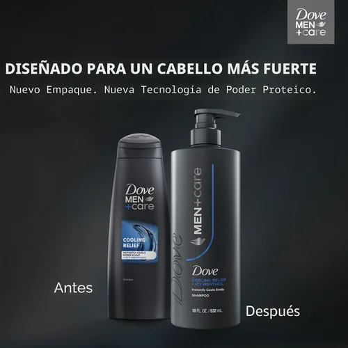Miniatura 4 de Dove Men+Care Champú de 1 unidad de alivio refrescante para enfría instantáneamente el cuero cabelludo, con mentol helado, 18 onzas líquidas