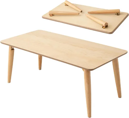 Miniatura 9 de EMOOR Mesa auxiliar plegable de madera rectangular pequeña (17.7 x 23.6 pulgadas), color blanco, mesa baja para sentarse en el suelo, espacio