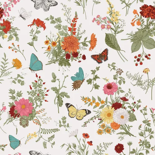 VEELIKE Papel tapiz de 17.7 x 118 pulgadas con diseño de mariposas y caléndulas florales, para dormitorio, baño, guardería, papel de contacto floral