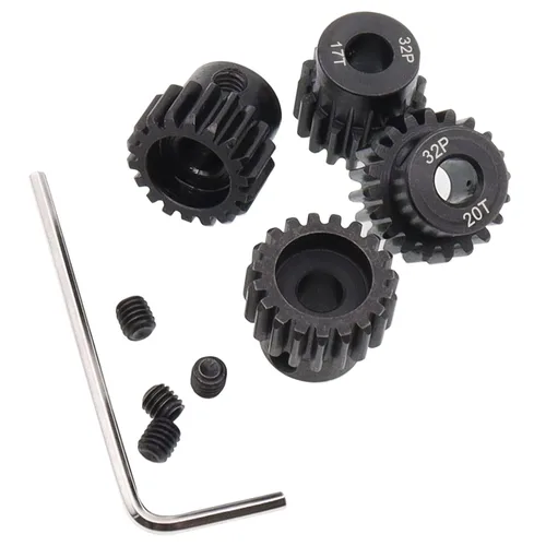 Miniatura 6 de Juego de 4 engranajes de piñón de acero metálico 32P 0.197 in 17T 18T 19T 20T con llave hexagonal para autos RC (compatible con paso métrico de 0.8)