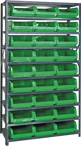 Miniatura 348 de Quantum QSBU-245BK Heavy Duty Shelving Unit with (7) Shelves and (24) QUS245 Black Bins for Garage Warehouse Storage Distribution 400 lb Load
