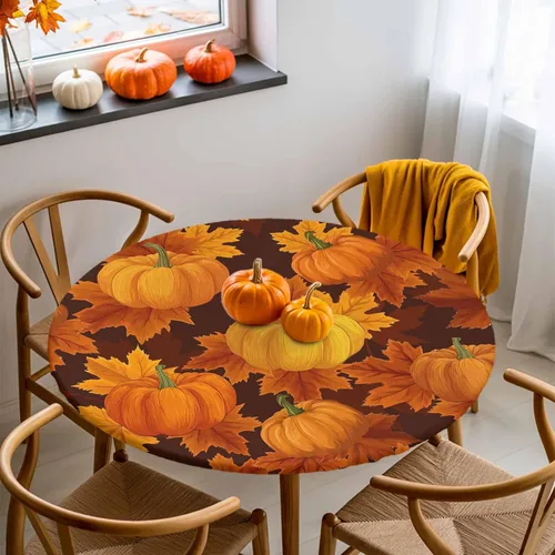 Miniatura 40 de Mantel Ajustable con Cola de Conejo de Pascua para Mesa Redonda, Cubierta de Mesa de Tulipán y Huevo de Primavera con Borde Elástico Impermeable