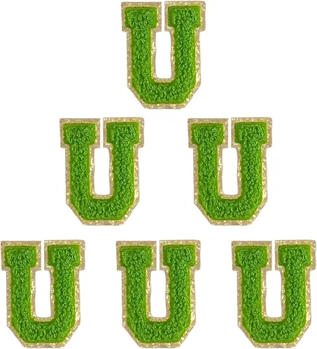 Miniatura 61 de 6 piezas de parches de letras de chenilla autoadhesivas, parches de letras preppy de 2 pulgadas para bolsos, ropa y sombreros, grandes pegatinas