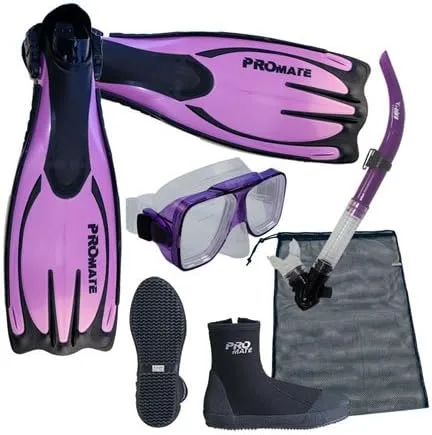 Miniatura 3 de PROMATE Juego de bolsas de equipo de buceo con máscara de snorkel, botas de snorkel, aletas