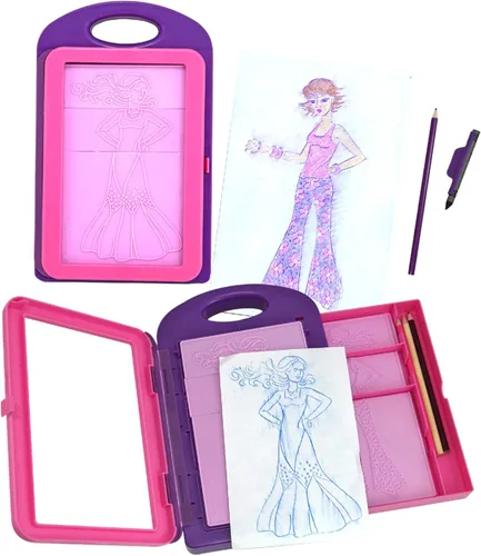Miniatura 4 de Kit de actividad Melissa & Doug, diseño de moda arte, 9 Platos doble cara sobar, 4 lápices, crayón
