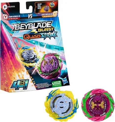Beyblade Burst QuadStrike Fierce Bazilisk B8 y Hydra Kerbeus K8 Trompo Giratorio Paquete Doble, 2 Trompos de Juego de Batalla para Niños de 8 Años