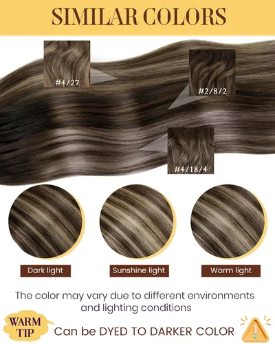 Miniatura 95 de 【Descuento】Hetto - Extensiones de cabello con cinta adhesiva, 40g, extensiones de cabello humano, color rubio ceniza oscuro degradado a rubio medio