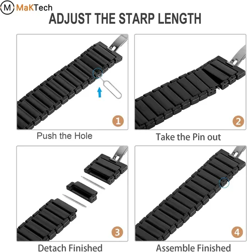 Miniatura 3 de Banda de pulsera de eslabones de cerámica de 0.787 in para Samsung Galaxy Watch 7 FE 6 5 4,40/42/43/44/45/46/1.850 in, Huawei GT 3 1.654 in (negro)