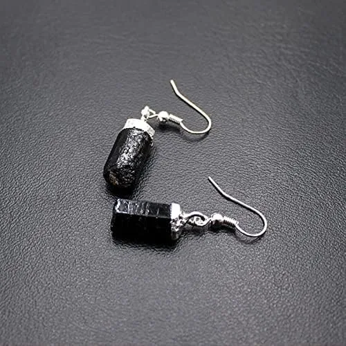 Miniatura 2 de Pendientes de gota curativos de cristal de turmalina negra irregular