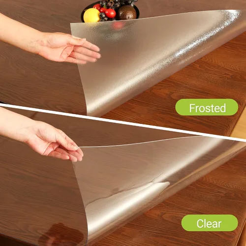 Miniatura 4 de ETECHMART Protector de mesa de plástico transparente rectangular de 12 x 24 pulgadas, protector de mesa grueso impermeable transparente para mesa