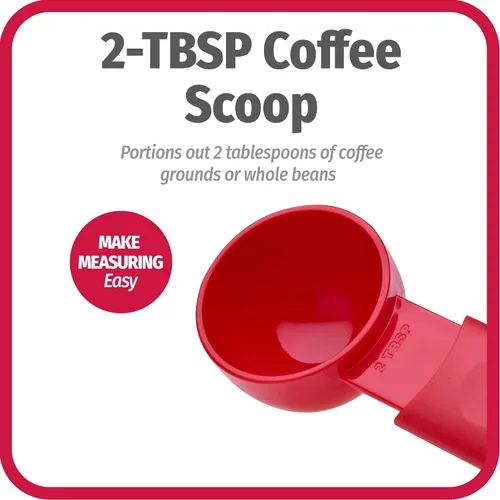 Miniatura 2 de GoodCook Cuchara de café diaria, 2 cucharadas de cuchara medidora de café con mango extensible, color rojo