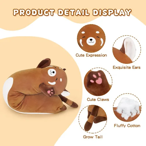 Miniatura 2 de Almohada larga de peluche con panda rojo, juguete suave de 28 pulgadas para abrazar, lindo cojín para dormir, naranja Shibainu