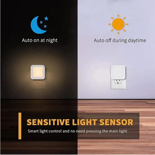 Miniatura 2 de Luces nocturnas LED enchufables a la pared, 2 luces LED de noche enchufables con sensor automático de atardecer a amanecer, luces nocturnas blancas