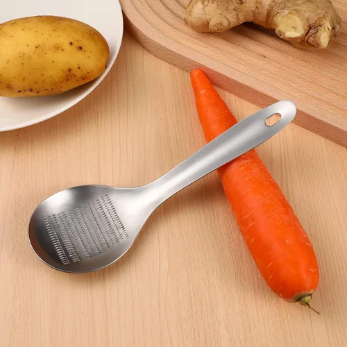 Miniatura 6 de BESTonZON Multifuncional Forma de cuchara de jengibre de acero inoxidable molido jengibre trituradora de ajo rallador molino barro herramienta