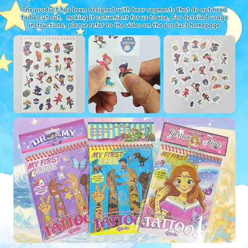 Miniatura 7 de 158 tatuajes temporales precortados para niños y niños, tatuajes falsos de aventura de dinosaurios y piratas, recuerdos de fiesta infantiles