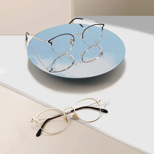 Miniatura 4 de Cyxus Paquete de 2 lentes de bloqueo de luz azul para mujer, diseño de montura redonda de ojo de gato, luz azul antidañina entre 380 nm y 450 nm