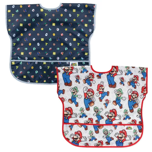 Miniatura 14 de Bumkins Disney - Babero de manga larga para bebé, de tela impermeable de manga larga, con bolsillo para atrapar migas, delantal ajustable