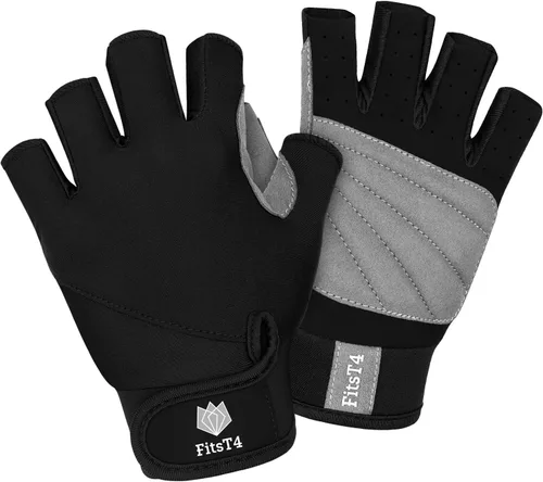 Miniatura 7 de FitsT4 Sports Guantes de medio dedo con palma acolchada para buceo, vela, moto acuática, paddle surf, kayak y esquí acuático, adecuado para hombres