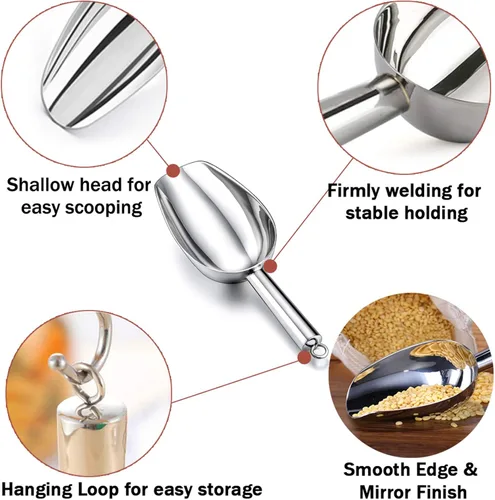 Miniatura 3 de TeamFar Cuchara de hielo de 12 onzas, cuchara de metal de acero inoxidable para bar, cocina, fiesta, multifunción y fácil almacenamiento, no tóxico