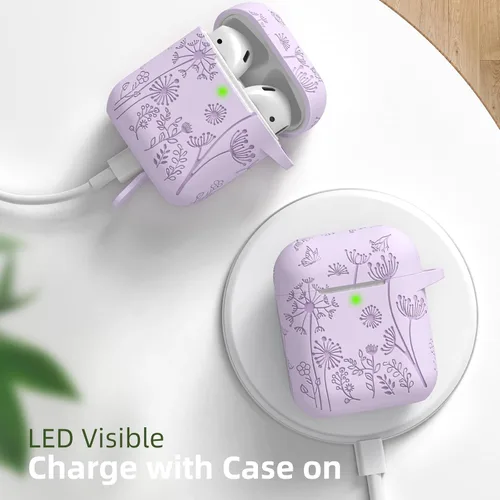 Miniatura 7 de Lerobo para AirPods Case 2ª 1ª Generación Funda Protectora Completa con Grabado de Flores Compatible con la Carcasa de Carga de Apple AirPod