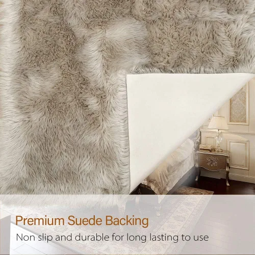 Miniatura 3 de LOCHAS Alfombra mullida ultrasuave, alfombra de pelo sintético de oveja, para el dormitorio, para colocar junto a la cama, para la sala