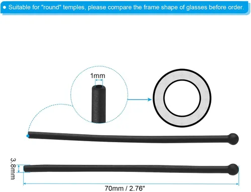 Miniatura 2 de PATIKIL Puntas de extremo para gafas, 3 pares de lentes antideslizantes para orejas, manga de tubo, templo de repuesto de silicona suave para Negro