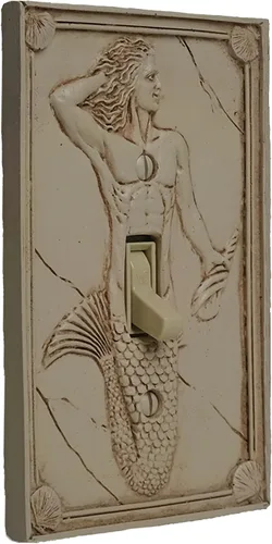 Miniatura 5 de Merman - Cubierta para interruptor de luz esculpida 3D, cubierta de placa de interruptor de pared de poliresina, decoración de pared Merman