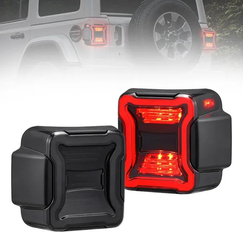 Miniatura 10 de FIERYRED Luces traseras LED JK compatibles con Jeep Wrangler JK 2007-2017, luces traseras ahumadas para señal de giro, correr/freno y marcha atrás