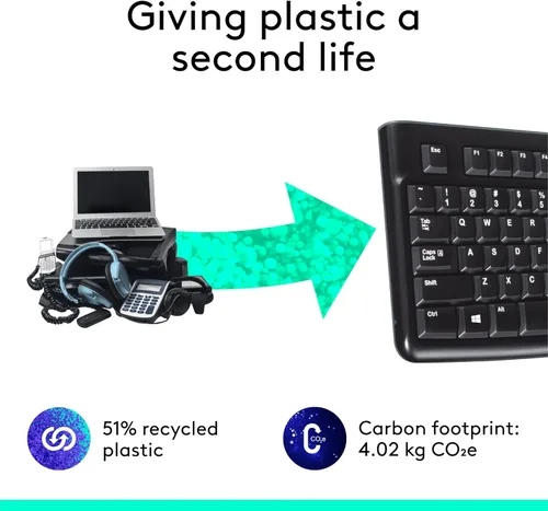 Miniatura 6 de K120 teclado ergonómico de escritorio con cable USB negro, Negro