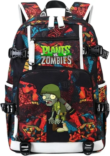 Miniatura 27 de ISaikoy Game Plants vs. Zombies - Mochila de hombro para libros, mochila escolar, mochila para computadora portátil, color rojo1